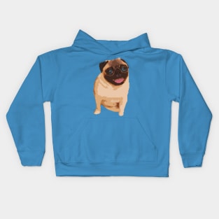 a sitting Pug dog pixel art Kids Hoodie